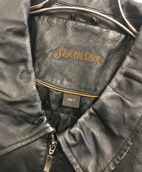 ST JOHN'S BAY（セントジョンズベイ）ST JOHN'S BAY (セントジョンズベイ) レザージャケット ブラック サイズ:3XLTの古着・服飾アイテム