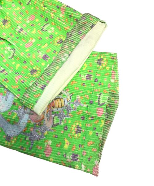 ERL（イーアールエル）ERL (イーアールエル) コーデュロイプリントカーゴパンツウーブン 黄緑 サイズ:Mの古着・服飾アイテム