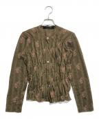 JUNYA WATANABE COMME des GARCONS(ジュンヤワタナベ コムデギャルソン）の古着「花柄シャーリングブラウス」｜オリーブ