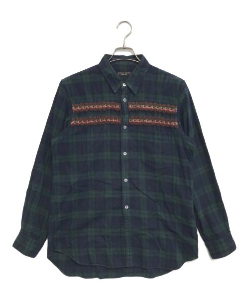 COMME des GARCONS HOMME PLUS（コムデギャルソンオムプリュス）COMME des GARCONS HOMME PLUS (コムデギャルソンオムプリュス) 装飾チェックシャツ グリーン サイズ:表記なしの古着・服飾アイテム