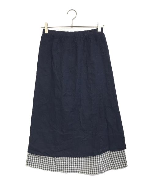 ROBE DE CHAMBRE COMME DES GARCONS（ローブドシャンブル コムデギャルソン）ROBE DE CHAMBRE COMME DES GARCONS (ローブドシャンブル コムデギャルソン) 00’s ドッキング縮絨スカート ネイビー サイズ:Mの古着・服飾アイテム