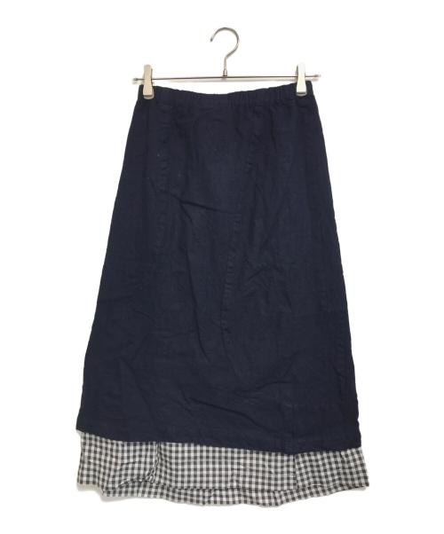 ROBE DE CHAMBRE COMME DES GARCONS（ローブドシャンブル コムデギャルソン）ROBE DE CHAMBRE COMME DES GARCONS (ローブドシャンブル コムデギャルソン) 00’s ドッキング縮絨スカート ネイビー サイズ:Mの古着・服飾アイテム
