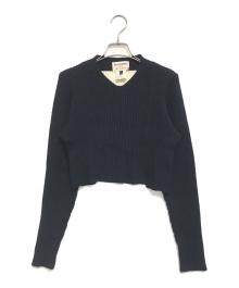 DIRK BIKKEMBERGS HOMMES（ダーク・ビッケンバーグオム）の古着「ナンバリングバイカラーニット」｜ネイビー×ホワイト