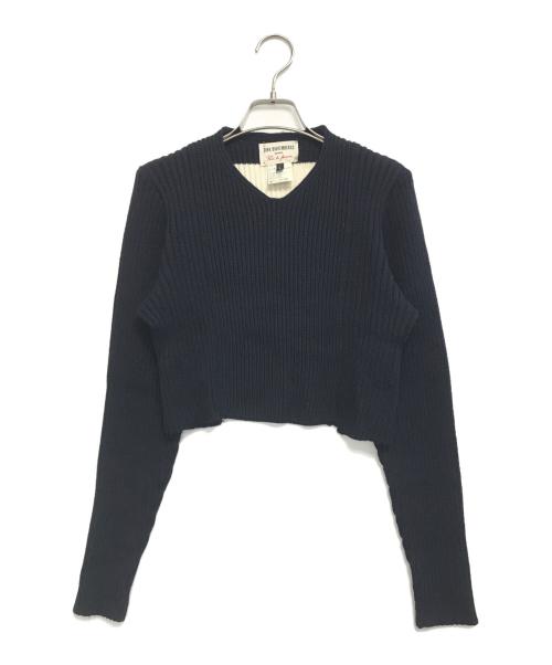 DIRK BIKKEMBERGS HOMMES（ダーク・ビッケンバーグオム）DIRK BIKKEMBERGS HOMMES (ダーク・ビッケンバーグオム) ナンバリングバイカラーニット ネイビー×ホワイト サイズ:Lの古着・服飾アイテム