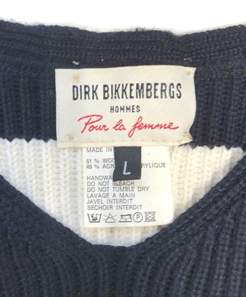 DIRK BIKKEMBERGS HOMMES（ダーク・ビッケンバーグオム）DIRK BIKKEMBERGS HOMMES (ダーク・ビッケンバーグオム) ナンバリングバイカラーニット ネイビー×ホワイト サイズ:Lの古着・服飾アイテム