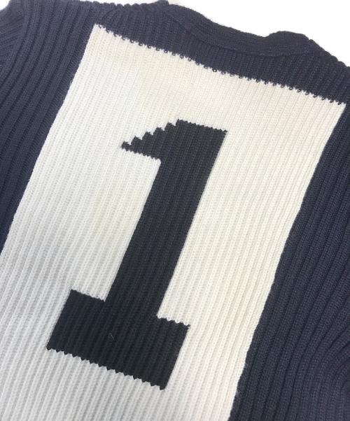 DIRK BIKKEMBERGS HOMMES（ダーク・ビッケンバーグオム）DIRK BIKKEMBERGS HOMMES (ダーク・ビッケンバーグオム) ナンバリングバイカラーニット ネイビー×ホワイト サイズ:Lの古着・服飾アイテム