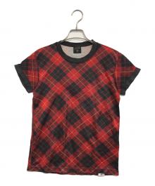 Jean Paul Gaultier homme（ジャンポールゴルチェオム）の古着「パワーネットチェックTシャツ」｜レッド