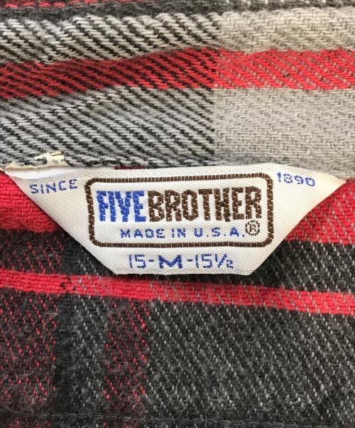 FIVE BROTHER（ファイブブラザー）FIVE BROTHER (ファイブブラザー) チェックネルシャツ レッド×グレー サイズ:Mの古着・服飾アイテム