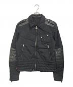 GUCCIグッチ）の古着「レザー切替ナイロンジャケット」｜ブラック