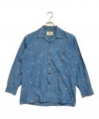 golden needle manhattanゴールデン・ニードル・マンハッタン）の古着「馬車柄オープンカラーシャツ」｜ブルー