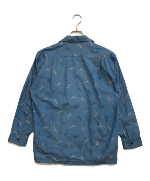 golden needle manhattan（ゴールデン・ニードル・マンハッタン）golden needle manhattan (ゴールデン・ニードル・マンハッタン) 馬車柄オープンカラーシャツ ブルー サイズ:Mの古着・服飾アイテム