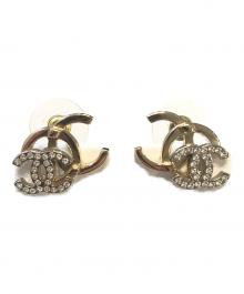 CHANEL（シャネル）の古着「ダブルココマークライトストーンピアス」｜ゴールド