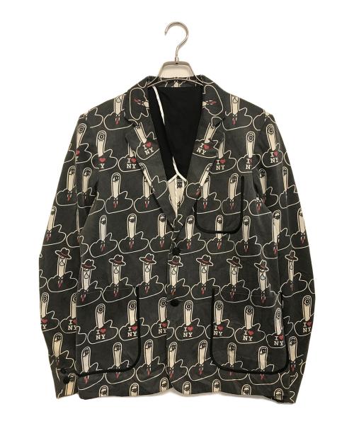 NUMBER (N)INE（ナンバーナイン）NUMBER (N)INE (ナンバーナイン) FUCK君総柄テーラードジャケット ブラック サイズ:Lの古着・服飾アイテム