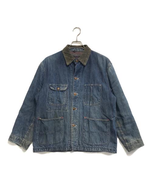 USED（ユーズド）USED (ユーズド) 裏地ブランケットデニムカバーオール インディゴ サイズ:40の古着・服飾アイテム
