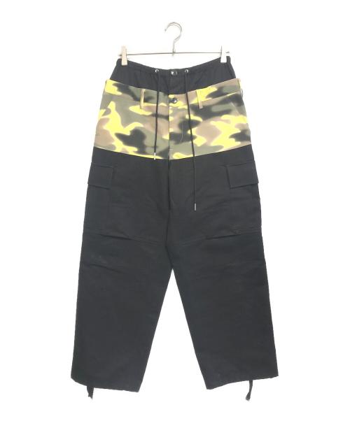 BLUEMARBLE（ブルーマーブル）BLUEMARBLE (ブルーマーブル) BLACK TRIPLE CARGO PANT ブラック×イエロー サイズ:Ｍの古着・服飾アイテム