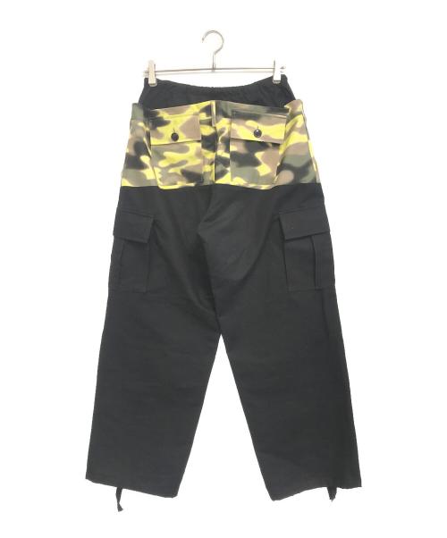 BLUEMARBLE（ブルーマーブル）BLUEMARBLE (ブルーマーブル) BLACK TRIPLE CARGO PANT ブラック×イエロー サイズ:Ｍの古着・服飾アイテム