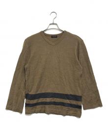 COMME des GARCONS HOMME PLUS（コムデギャルソンオムプリュス）の古着「ボーダーニット」｜オリーブ