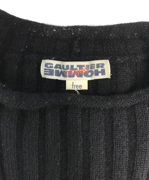 Jean Paul Gaultier homme（ジャンポールゴルチェオム）Jean Paul Gaultier homme (ジャンポールゴルチェオム) ロールネックボーダーニット ブラック サイズ:Freeの古着・服飾アイテム