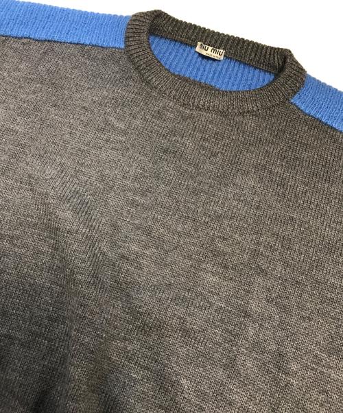 MIU MIU（ミュウミュウ）MIU MIU (ミュウミュウ) バイカラーニット グレー×ブルー サイズ:42の古着・服飾アイテム