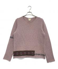 DRIES VAN NOTEN（ドリスヴァンノッテン）の古着「パッチ付きデザインニット」｜パープル