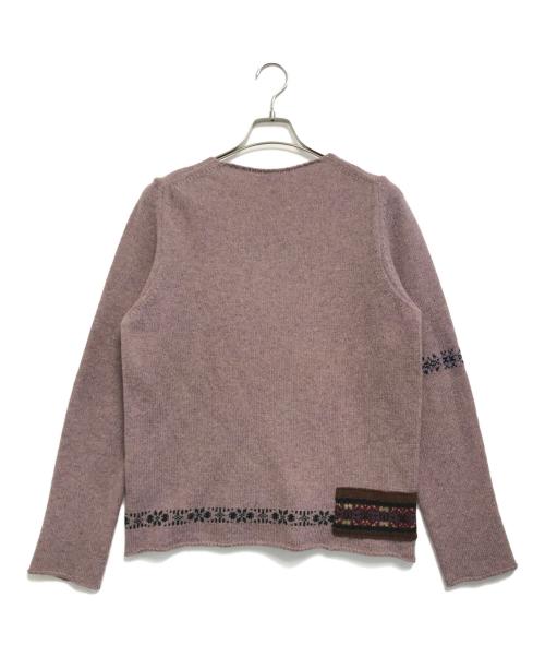 DRIES VAN NOTEN（ドリスヴァンノッテン）DRIES VAN NOTEN (ドリスヴァンノッテン) パッチ付きデザインニット パープル サイズ:Lの古着・服飾アイテム