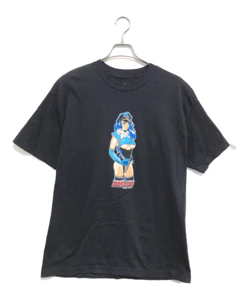 HOOK-UPS（フックアップス）HOOK-UPS (フックアップス) HOOK-UPS(フックアップス)プリントTシャツ ブラック サイズ:Lの古着・服飾アイテム