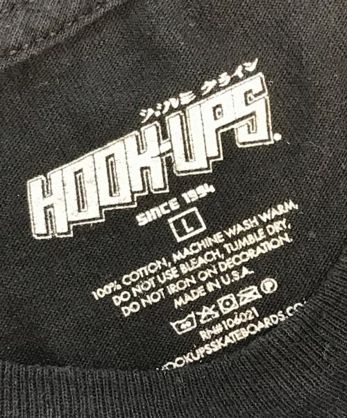 HOOK-UPS（フックアップス）HOOK-UPS (フックアップス) HOOK-UPS(フックアップス)プリントTシャツ ブラック サイズ:Lの古着・服飾アイテム