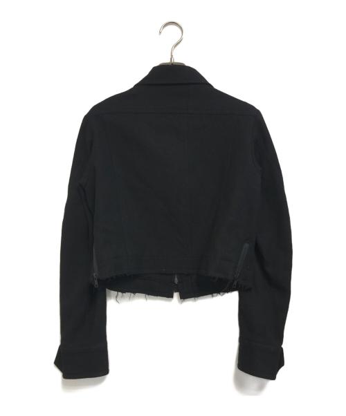 yohji yamamoto+noir（ヨウジヤマモトプリュスノアール）yohji yamamoto+noir (ヨウジヤマモトプリュスノアール) クロップドウールダブルジップジャケット ブラック サイズ:1の古着・服飾アイテム
