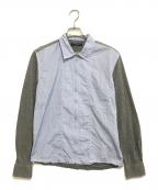 COMME des GARCONS HOMMEコムデギャルソン オム）の古着「異素材切替ジップアップシャツ」｜グレー×ブルー