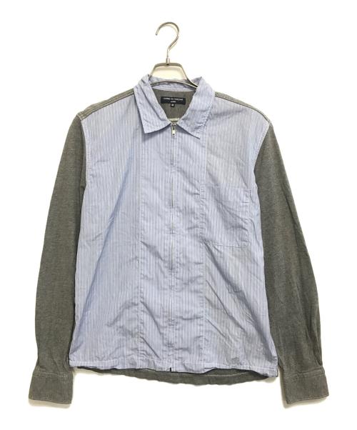 COMME des GARCONS HOMME（コムデギャルソン オム）COMME des GARCONS HOMME (コムデギャルソン オム) 異素材切替ジップアップシャツ グレー×ブルー サイズ:Mの古着・服飾アイテム
