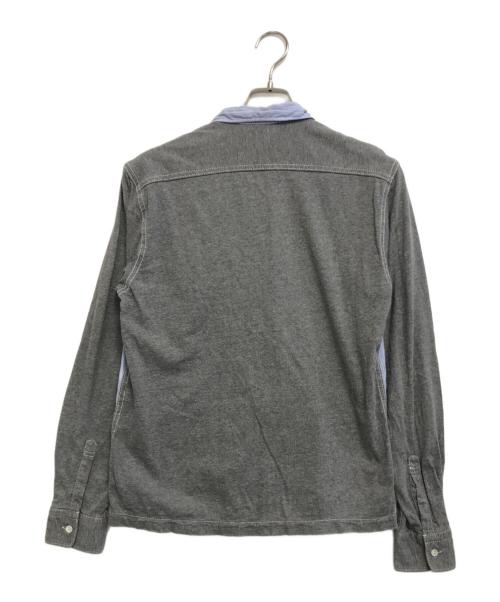 COMME des GARCONS HOMME（コムデギャルソン オム）COMME des GARCONS HOMME (コムデギャルソン オム) 異素材切替ジップアップシャツ グレー×ブルー サイズ:Mの古着・服飾アイテム