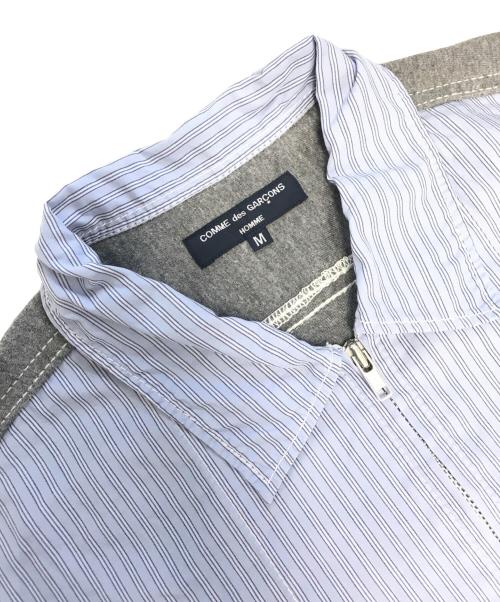 COMME des GARCONS HOMME（コムデギャルソン オム）COMME des GARCONS HOMME (コムデギャルソン オム) 異素材切替ジップアップシャツ グレー×ブルー サイズ:Mの古着・服飾アイテム