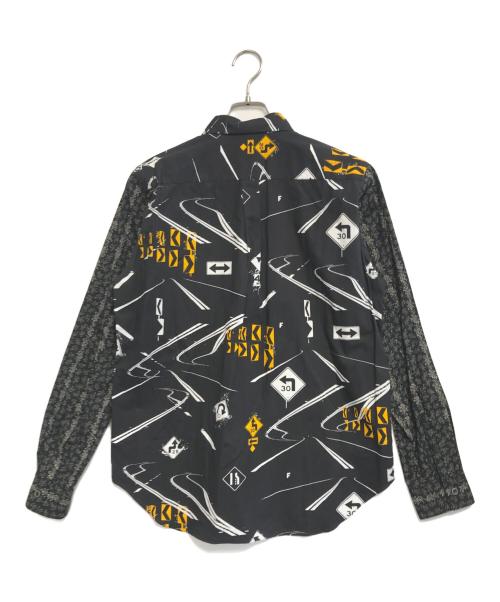 BLACK COMME des GARCONS（ブラックコムデギャルソン）BLACK COMME des GARCONS (ブラックコムデギャルソン) 切替総柄シャツ ブラック サイズ:Mの古着・服飾アイテム