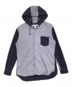 COMME des GARCONS SHIRTコムデギャルソンシャツ）の古着「フード付きバイカラーシャツ」｜ネイビー