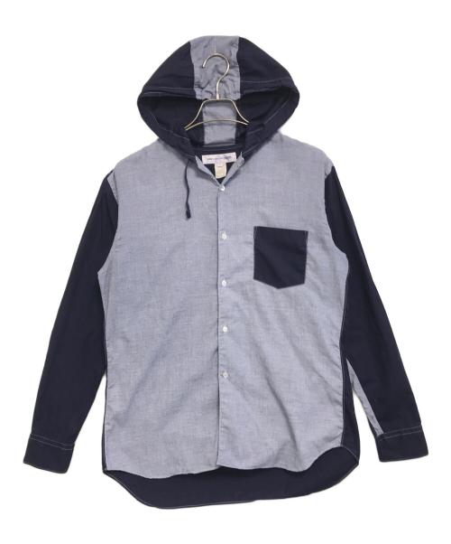 COMME des GARCONS SHIRT（コムデギャルソンシャツ）COMME des GARCONS SHIRT (コムデギャルソンシャツ) フード付きバイカラーシャツ ネイビー サイズ:Sの古着・服飾アイテム