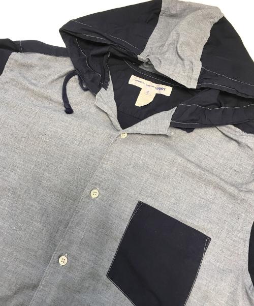 COMME des GARCONS SHIRT（コムデギャルソンシャツ）COMME des GARCONS SHIRT (コムデギャルソンシャツ) フード付きバイカラーシャツ ネイビー サイズ:Sの古着・服飾アイテム