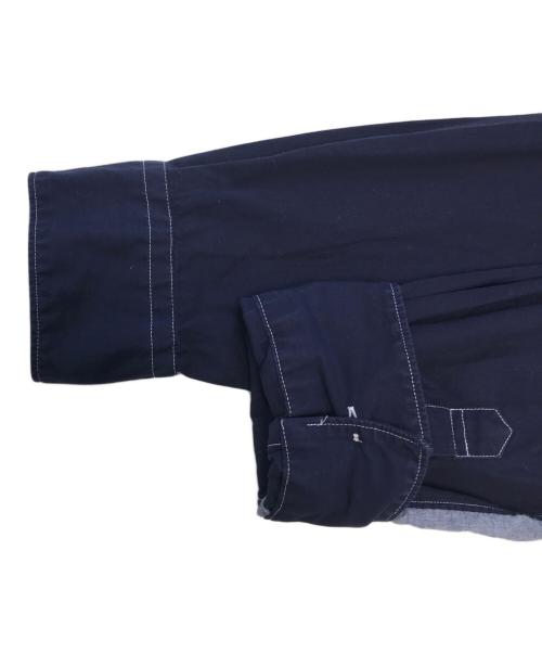 COMME des GARCONS SHIRT（コムデギャルソンシャツ）COMME des GARCONS SHIRT (コムデギャルソンシャツ) フード付きバイカラーシャツ ネイビー サイズ:Sの古着・服飾アイテム
