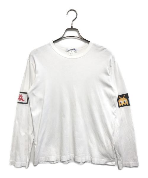 COMME des GARCONS SHIRT（コムデギャルソンシャツ）COMME des GARCONS SHIRT (コムデギャルソンシャツ) Invader (インベーダー) ロングスリーブカットソー ホワイト サイズ:Lの古着・服飾アイテム