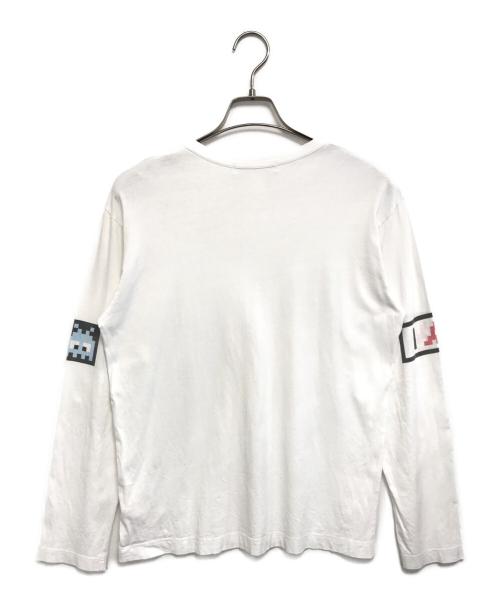COMME des GARCONS SHIRT（コムデギャルソンシャツ）COMME des GARCONS SHIRT (コムデギャルソンシャツ) Invader (インベーダー) ロングスリーブカットソー ホワイト サイズ:Lの古着・服飾アイテム