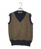 COMME des GARCONSコムデギャルソン）の古着「バイカラーニットベスト」｜ネイビー×ブラウン
