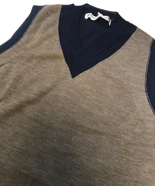 COMME des GARCONS（コムデギャルソン）COMME des GARCONS (コムデギャルソン) バイカラーニットベスト ネイビー×ブラウン サイズ:表記なしの古着・服飾アイテム