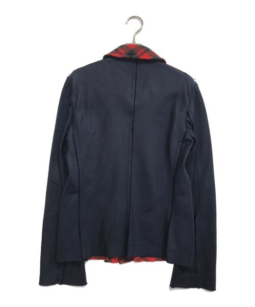 tricot COMME des GARCONS（トリココムデギャルソン）tricot COMME des GARCONS (トリココムデギャルソン) 異素材切替丸襟ジャケット レッド×ネイビー サイズ:Mの古着・服飾アイテム