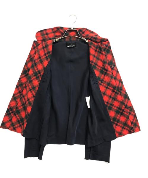 tricot COMME des GARCONS（トリココムデギャルソン）tricot COMME des GARCONS (トリココムデギャルソン) 異素材切替丸襟ジャケット レッド×ネイビー サイズ:Mの古着・服飾アイテム