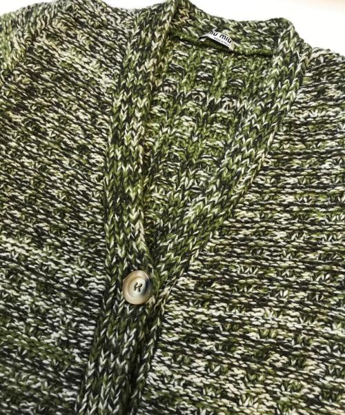 MIU MIU（ミュウミュウ）MIU MIU (ミュウミュウ) ローゲージニットカーディガン グリーン サイズ:40の古着・服飾アイテム