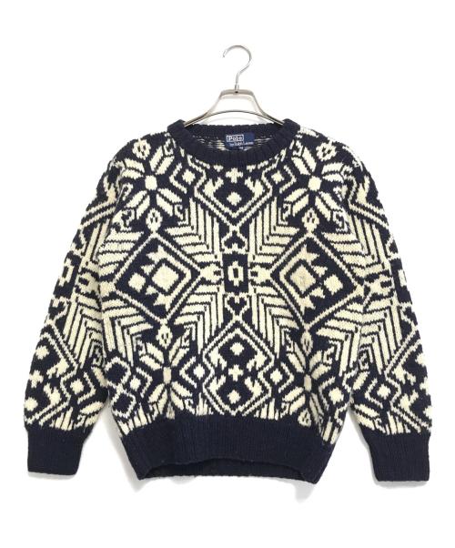 POLO RALPH LAUREN（ポロ・ラルフローレン）POLO RALPH LAUREN (ポロ・ラルフローレン) ネイティブ柄ニット ネイビー サイズ:Mの古着・服飾アイテム