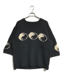Mcmachan Woolen（マクマーンウーレン）の古着「YIN&YANG NEPAL COTTON KNIT」｜ブラック×ホワイト