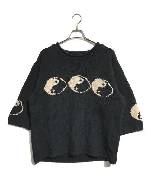 Mcmachan Woolen（マクマーンウーレン）Mcmachan Woolen (マクマーンウーレン) YIN&YANG NEPAL COTTON KNIT ブラック×ホワイト サイズ:表記なしの古着・服飾アイテム