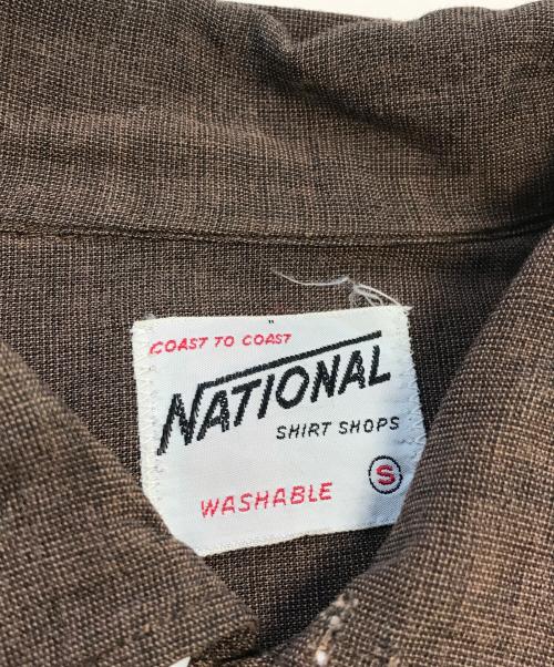 National（ナショナル）National (ナショナル) オープンカラーシャツ ブラウン サイズ:Ｓの古着・服飾アイテム