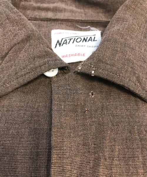 National（ナショナル）National (ナショナル) オープンカラーシャツ ブラウン サイズ:Ｓの古着・服飾アイテム