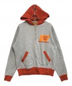 HUMAN MADEヒューマンメイド）の古着「2トーンハーフジップパーカー」｜グレー×オレンジ